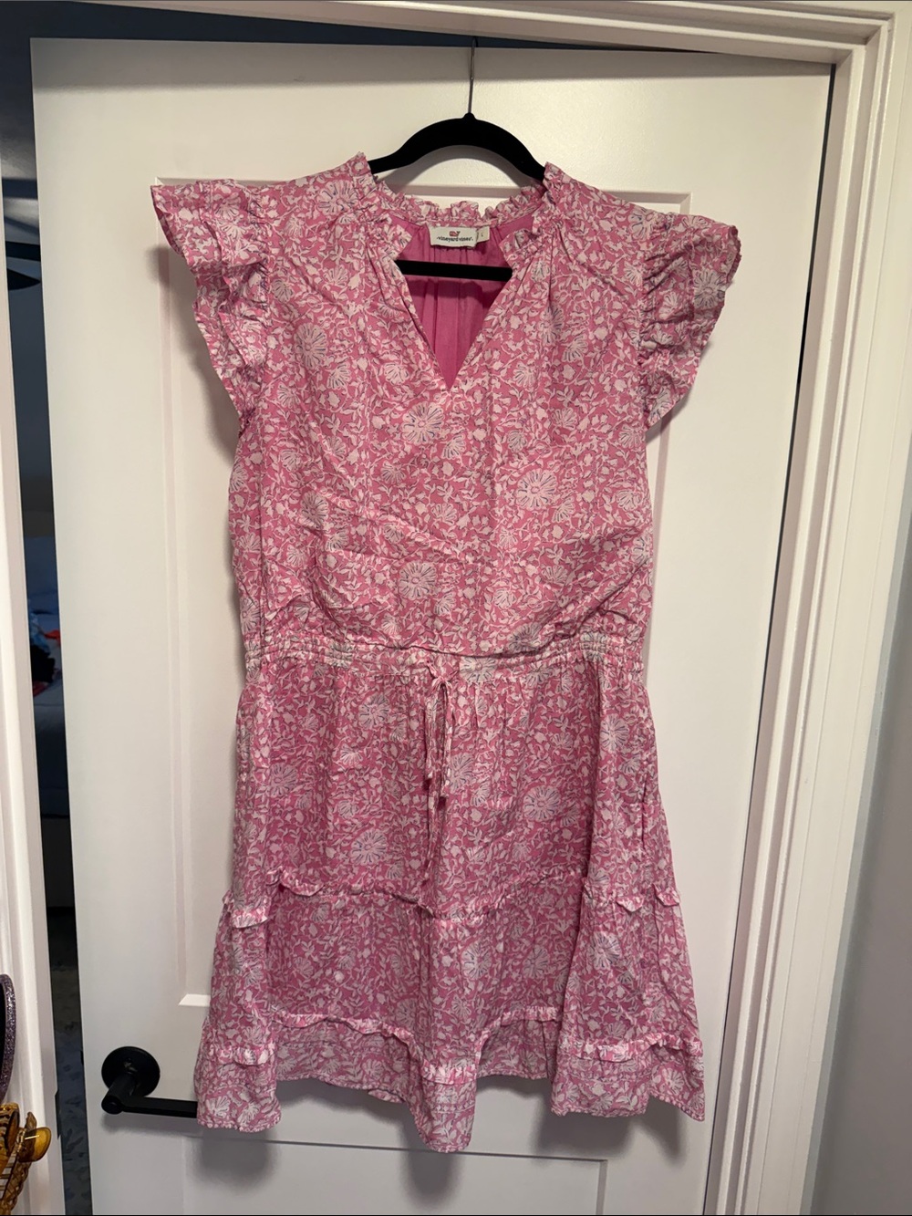 Vineyard Vines Pink Floral Ruffle Tiered Dress